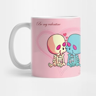 Be my Valentine Forever. Valentines Day. Skeletons kissing surrounded by hearts Mug